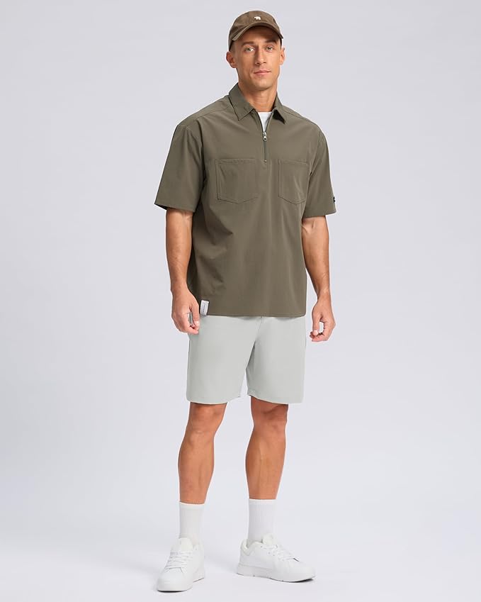 Pudolla Men's Casual Shorts 7"/9"/5" Lightweight Golf Shorts with 3 Pockets Stretch Quick Dry Comfy Work Shorts