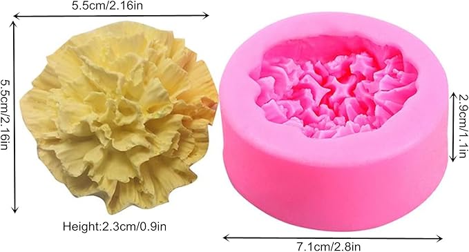 Carnation Flower Silicone Mold for Fondant Chocolate Candy Cake Decorating - Image 2