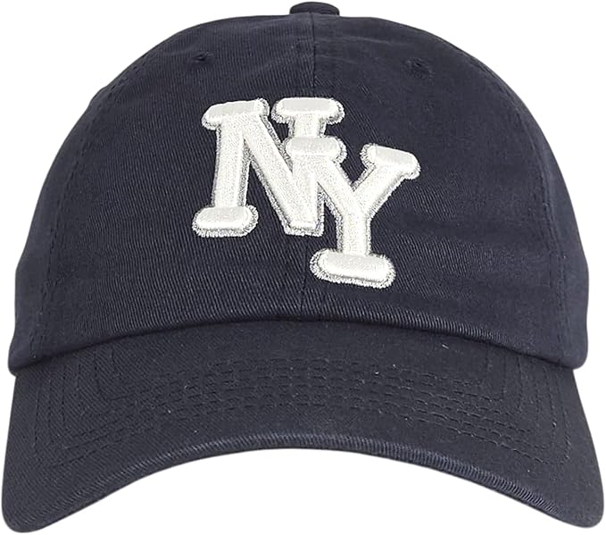 NY 3D Embroidered Cotton Dad Hat – New York Baseball Cap, Adjustable Metal Buckle Strap, Unstructured Low-Profile Style