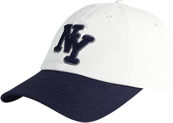 NY 3D Embroidered Cotton Dad Hat – New York Baseball Cap, Adjustable Metal Buckle Strap, Unstructured Low-Profile Style