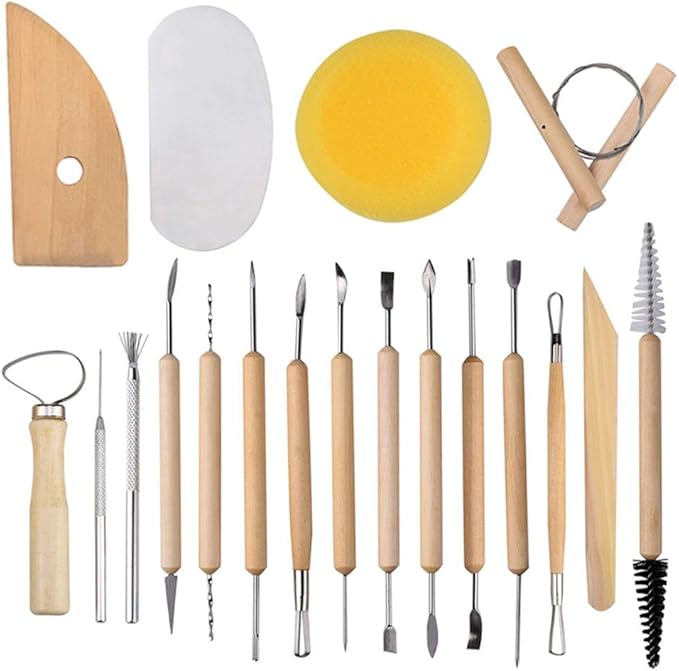 EuTengHao 19Pcs Pottery Tools Clay Sculpting Carving Tool Set Contains Most by EuTengHao