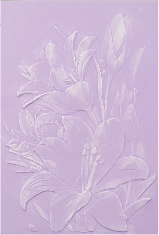 BAOFALI 3D Embossing Folder for Card Making, Lily Flowers Clear Plastic Texture by BAOFALI