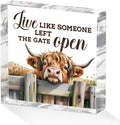 Cute Cow Decorative Signs, Rustic Western Animal Office Desk Decor Acrylic Sign by Unknown
