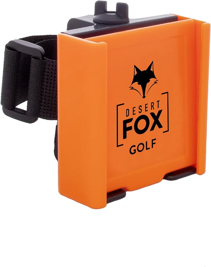 DESERT FOX GOLF Phone Caddy – Adjustable Golf Cart Phone Holder with Secure Strap for Hands-Free GPS & Golf Apps – Universal Fit - Orange