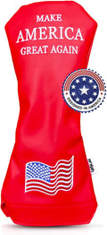 Wolph USA Driver Head Cover – Premium Leather, Iconic Red MAGA Hat Style – Trump-Inspired Funny Headcover – Trump Golf Accessories & Gift for Men and Women – Customize Your Bag.