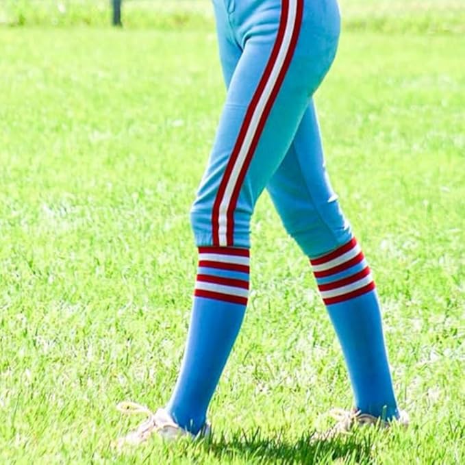 MadSportsStuff Softball Socks Baseball Socks | White & Team Colors | USA Made | Sizes for Girls, Youth Boys, Men & Women