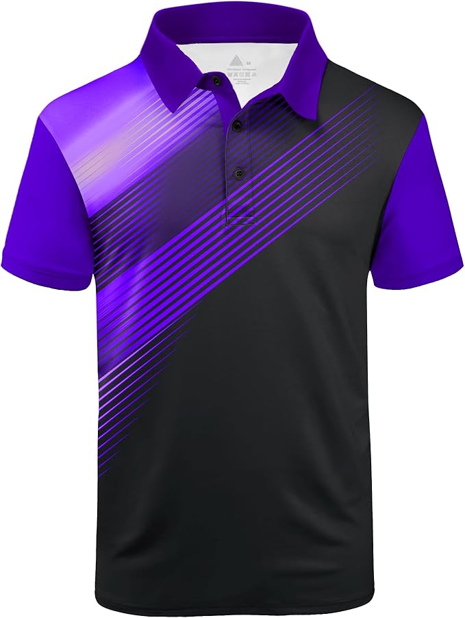 ZITY Mens Golf Shirt Short Sleeve Sport Moisture Wicking Performance Print Golf Polo Shirts for Men Collared Casual T-Shirt