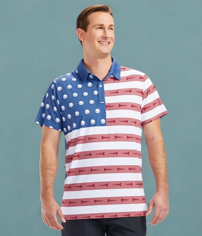 Tipsy Elves Men's Performance Golf Shirt - 4-Way Stretch, Quick Dry, Athletic Cut - Golf Polo