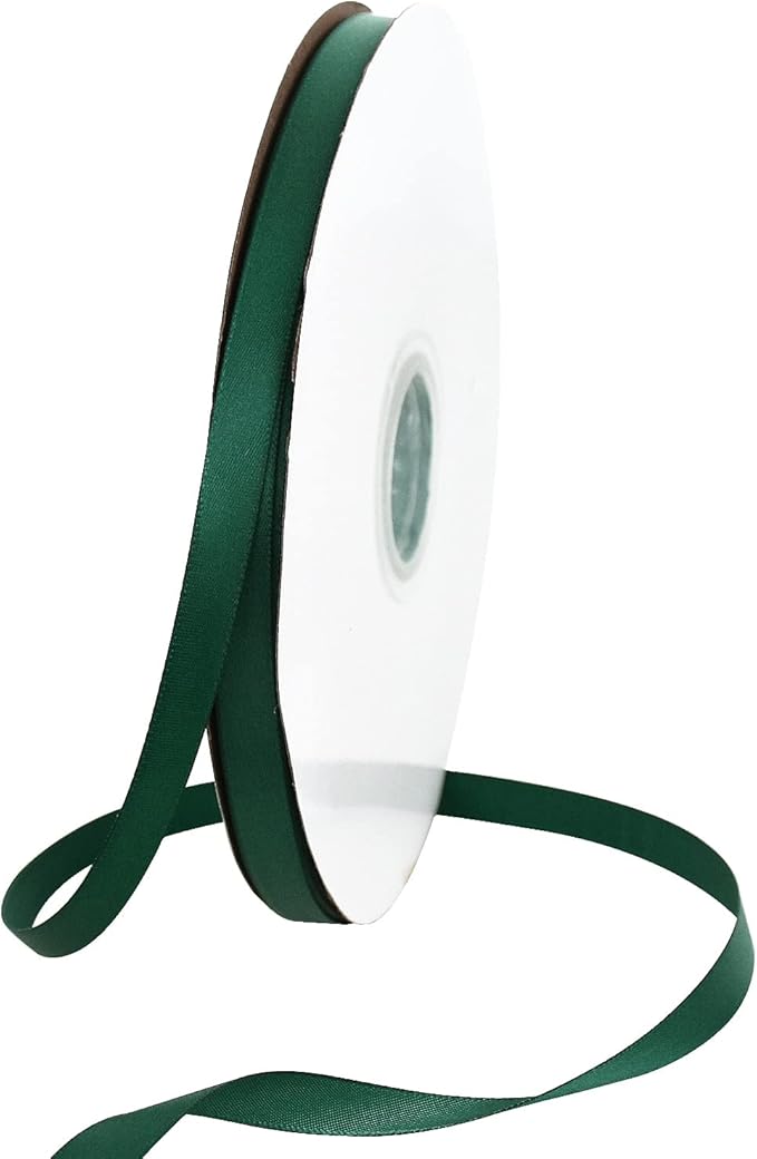 TONIFUL 3/8 Inch x 100yds Christmas Green Satin Ribbon Thin Solid Fabric by TONIFUL