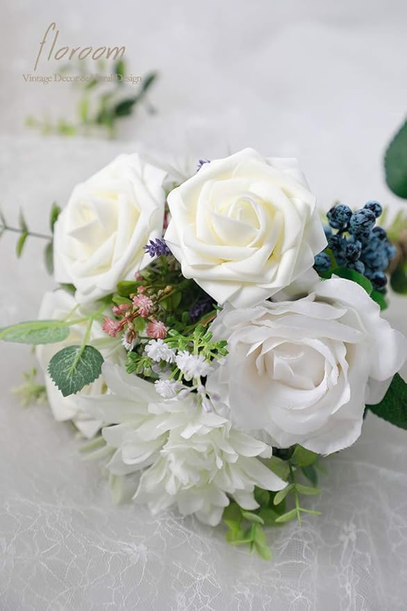 Floroom Artificial Flowers 50pcs Real Looking Ivory Foam Fake Roses - Image 3