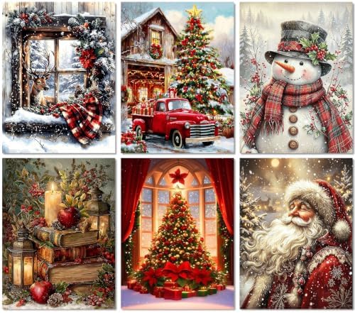 6 PCS Christmas Diamond Painting Kits for Adults, Diamond Art Kit Christmas