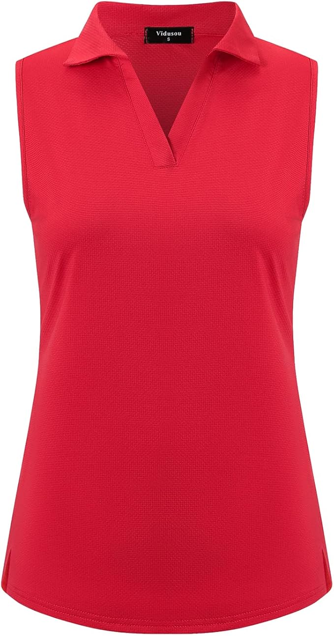 Womens Sleeveless V Neck Golf Polo Shirts