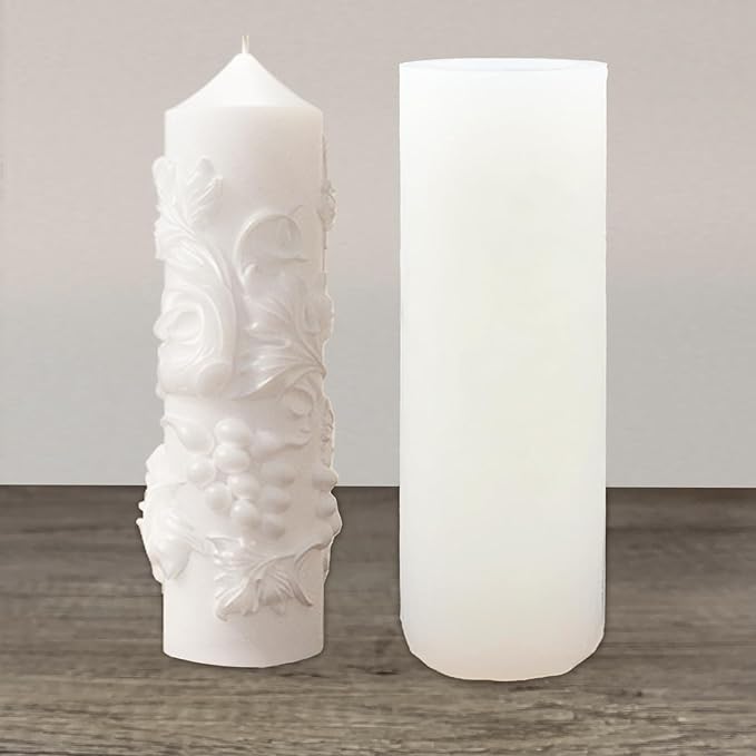 Grape Pillar Candle Molds Vintage Cylinder Thick Silicone Molds by PRETTYLIFE