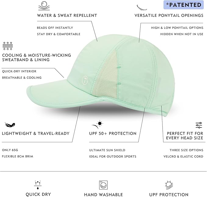 TOP-EX Cooling UV 50 High Ponytail Baseball Cap for Women - Most Women Start with S/M - Breathable for Running Golf Sports