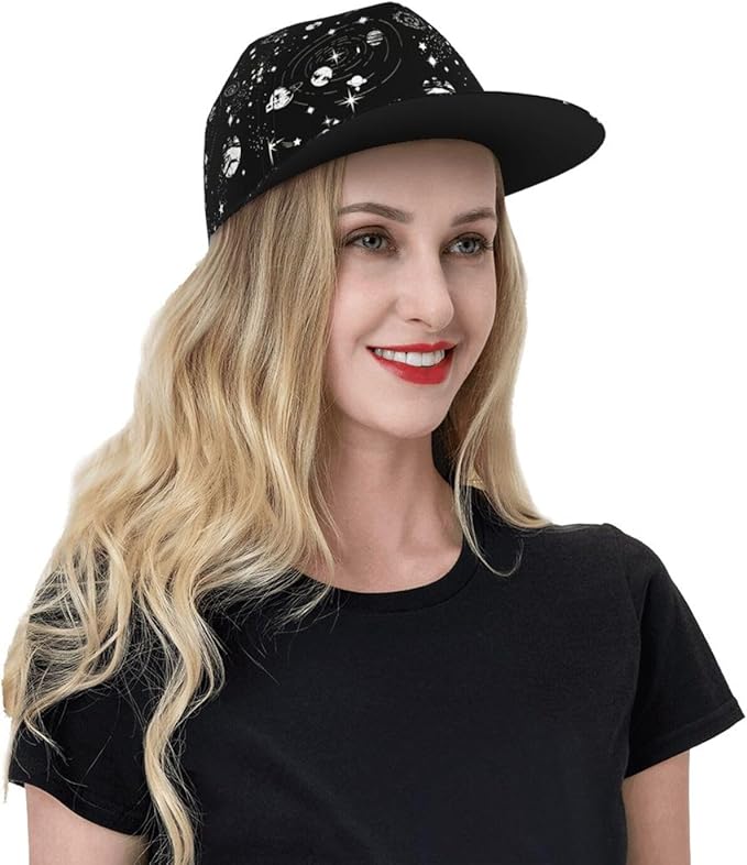 Fashion Snapback Hat for Men Women, Hip Hop Style Baseball Cap Flat Bill Hats Adjustable Trucker Sun Hat