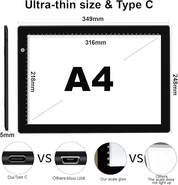 A4 Light Box for tracing, Ultra-Thin Magnetic led Light pad for Drawing - Image 4