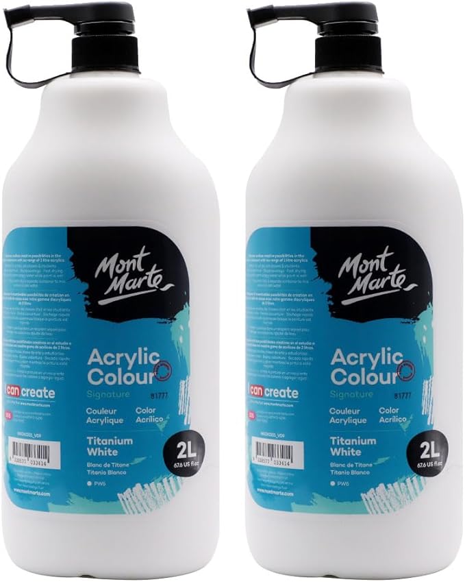Mont Marte Discovery School Acrylic Paint, Titanium White, 1/2 Gallon.2 Pack by MontMarte