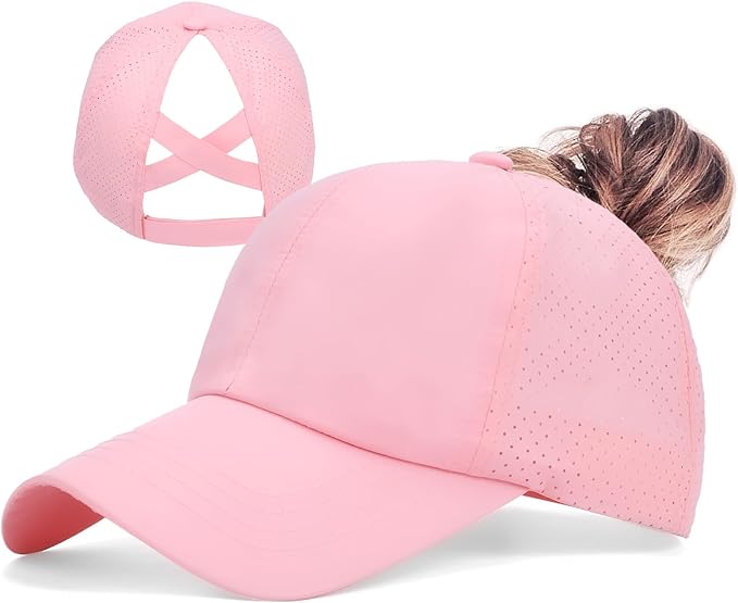 ZTL Women's High Ponytail Baseball Cap Performance Running Hat Quick Dry Mesh Sports Cap Unstructured Dad Trucker Hats