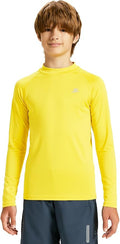 DEVOROPA Youth Boys Compression Thermal Shirt Long Sleeve Kids Fleece Baselayer Soccer Baseball Undershirt Slim/Regular/Husky