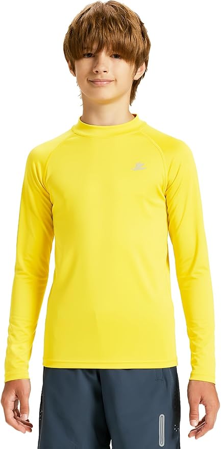 DEVOROPA Youth Boys Compression Thermal Shirt Long Sleeve Kids Fleece Baselayer Soccer Baseball Undershirt Slim/Regular/Husky
