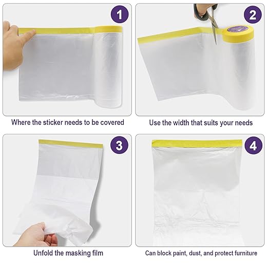 BOMEI PACK 6Rolls Pre-Taped Masking Film, Tape and Drape - Image 4