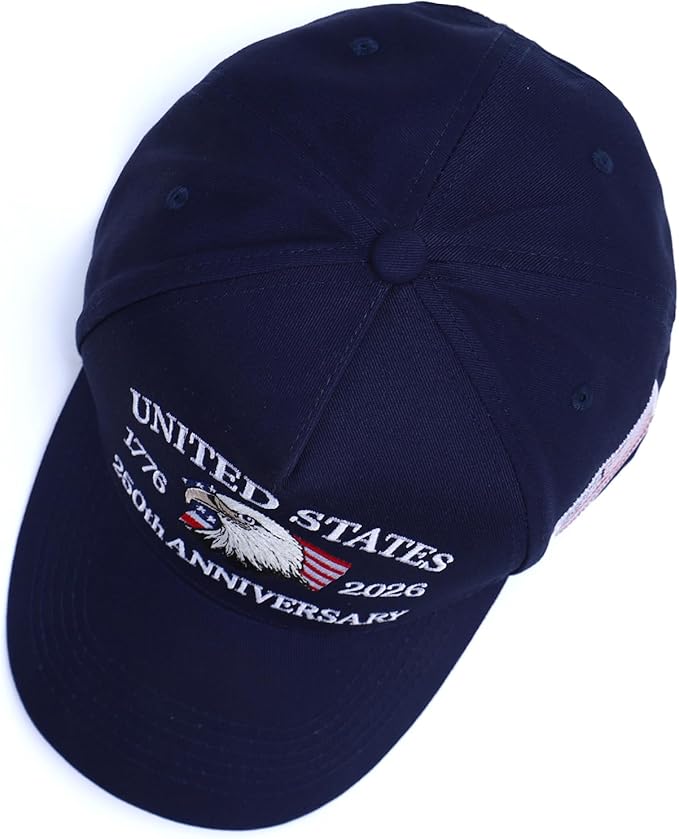 250th Anniversary Patriotic Baseball Cap (1776-2026) Embroidered USA Hat, Adjustable Unisex Bicentennial Gift