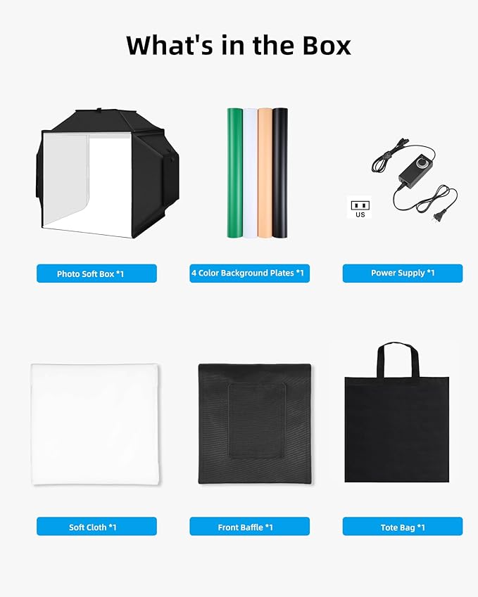 Glendan Portable Light Box Photography: 16"x16" Professional Dimmable Photo Box - Image 8