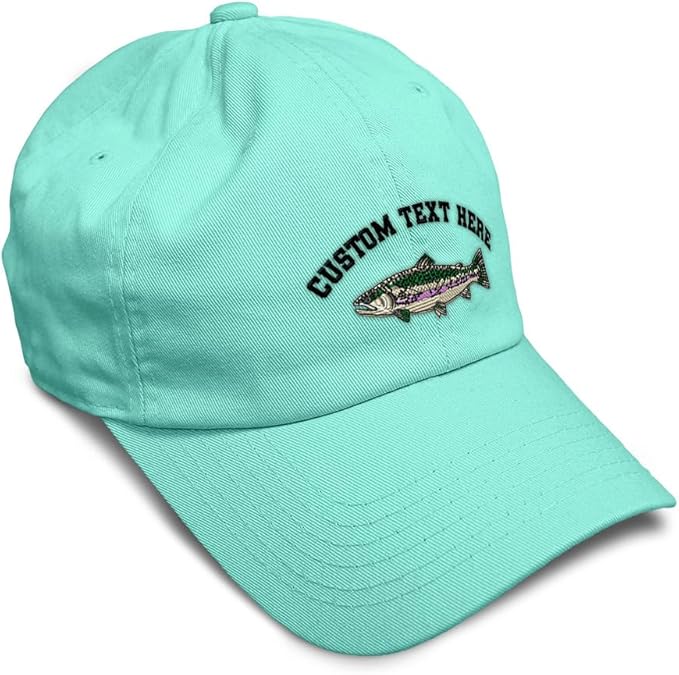 Custom Soft Baseball Hat Embroidered Dad Hat Fish Rainbow Trout Men & Ladies Baseball Cap Cotton