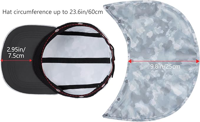 BASSDASH UPF 50+ Foldable Fishing Hat Baseball Cap with Removable Neck Flap Portable for Men Women Golf Hiking