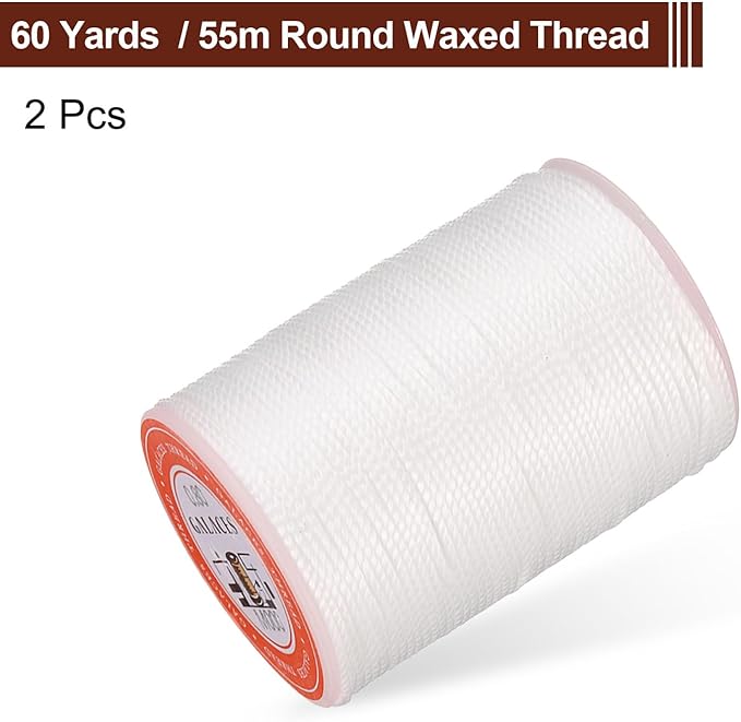 uxcell Round Leather Sewing Waxed Thread, 55m / 60 Yards Polyester Wax String - Image 3