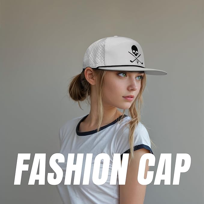 Bamveio Funny Golf Hats Flat Bill for Men Women,Golf Gifts Skull Baseball Cap for Adults Humor