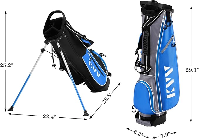 KVV Junior Golf Stand Bag, Lightweight Golf Stand Bag for Children Kids Ages 4-6/7-9/10-12