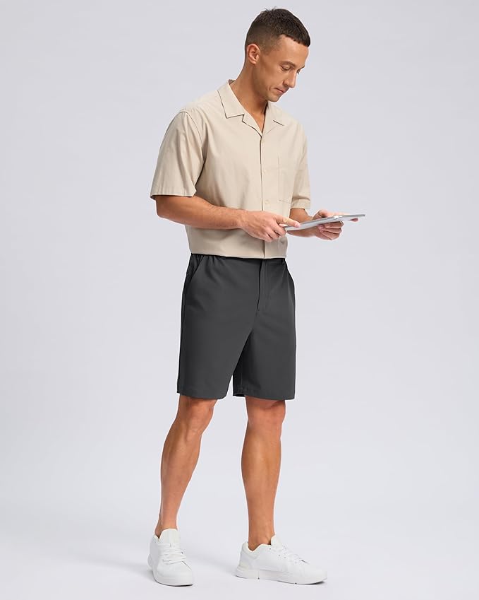 Pudolla Men's Casual Shorts 7"/9"/5" Lightweight Golf Shorts with 3 Pockets Stretch Quick Dry Comfy Work Shorts