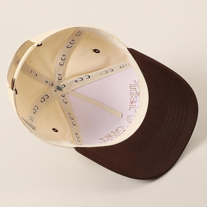 MIRMARU Two-Tone Vintage Canvas Trucker Hats for Men & Women, Adjustable Size Baseball Caps with Trendy Embroidered Design