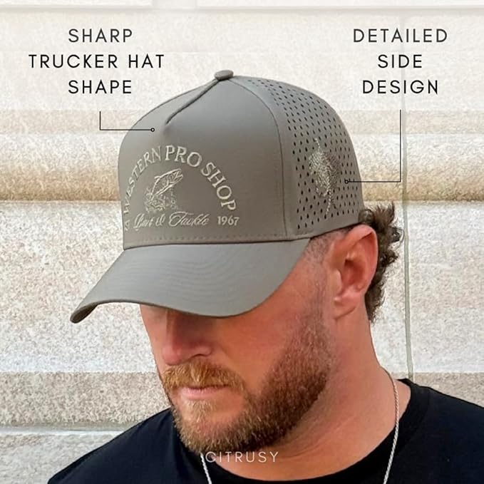 CITRUSY Athletic Trucker Golf Hat | Performance Mens 5 Panel Cap | Cool Breathable Waterproof Workout Running Snapback