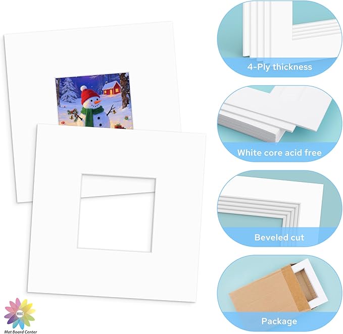 Mat Board Center, 8x8 White Mats - Image 3