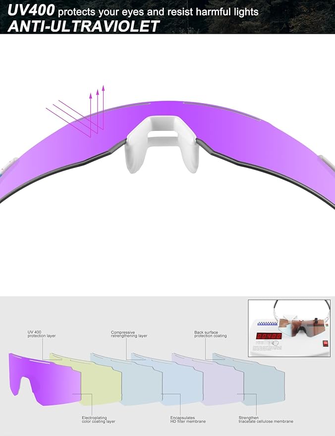 OULAIQI Cycling Sunglasses Polarized Sunglasses for Cycling Men Women with 1 Lens or 3 Interchangeable Lens Baseball Glasses