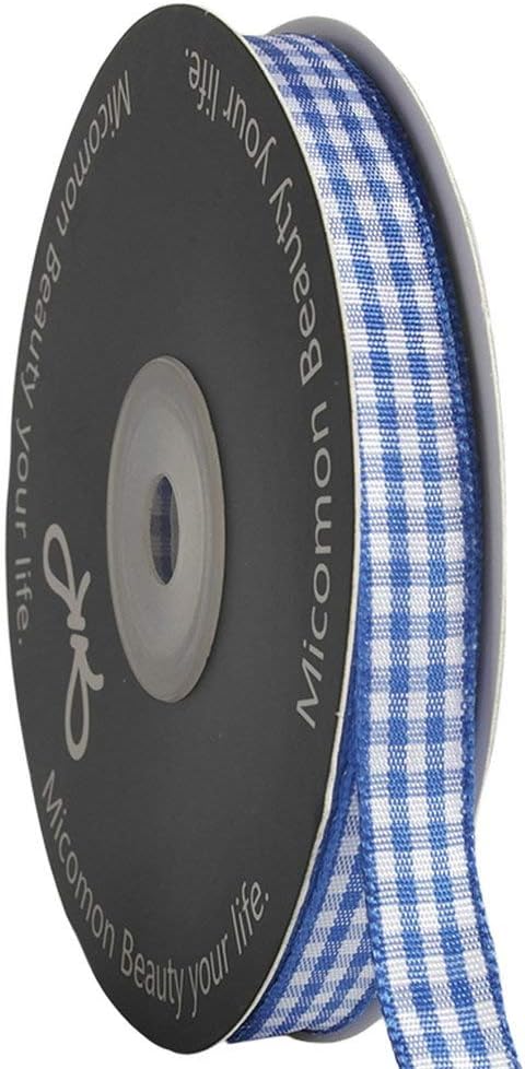 Ink Blue Gingham Plaid Checked Ribbon 25 Yard Each Roll 100% Polyester by Micomon