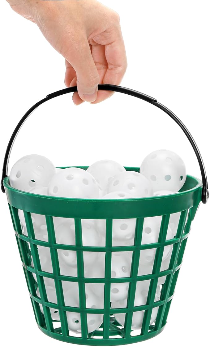 Bekith 3 Pack Small Plastic Golf Ball Basket, Golf Ball Container Golf Bucket with Handle, Holds 25 Balls, Green