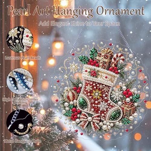 AIBOERL Pearl Diamond Art Kits for Adults, Acrylic Hanging Suncatcher