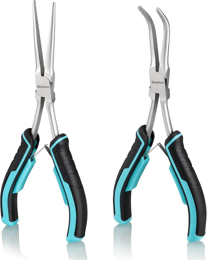 DURATECH 2PCS 7" Long Reach Needle Nose Pliers Set, Long Nose Pliers & Bent by DURATECH
