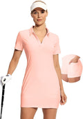 Hiverlay Golf Dresses for Women with Shorts and Pockets, V-Neck Short Sleeve Tennis Dress, Workout Athletic Dresses