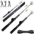 MIKOSI Retractable Golf Swing Trainer, Golf Grip Trainer and Golf Training Aid for Chipping Hitting & Grip Correction, Golf Swing Practice Stick with Arm Band for Right/Left-Handed, Indoor/Outdoor