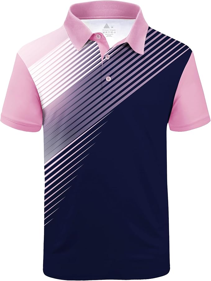 ZITY Mens Golf Shirt Short Sleeve Sport Moisture Wicking Performance Print Golf Polo Shirts for Men Collared Casual T-Shirt