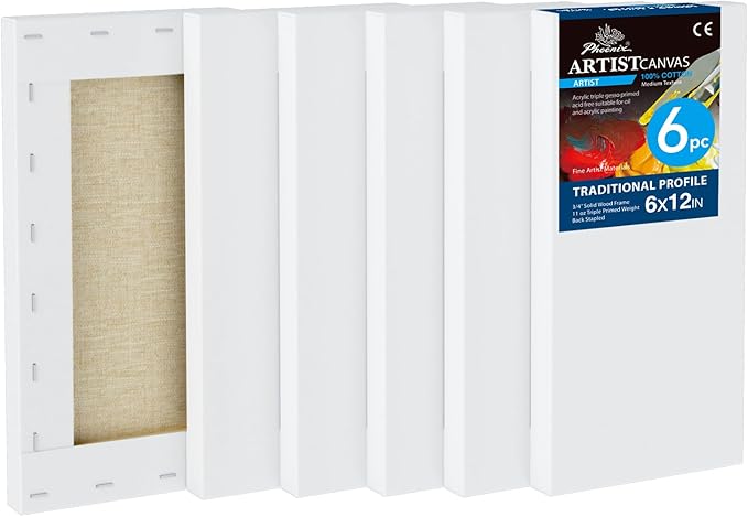 PHOENIX 6x12 Inch 6 Pack Artist Canvas by PHOENIX