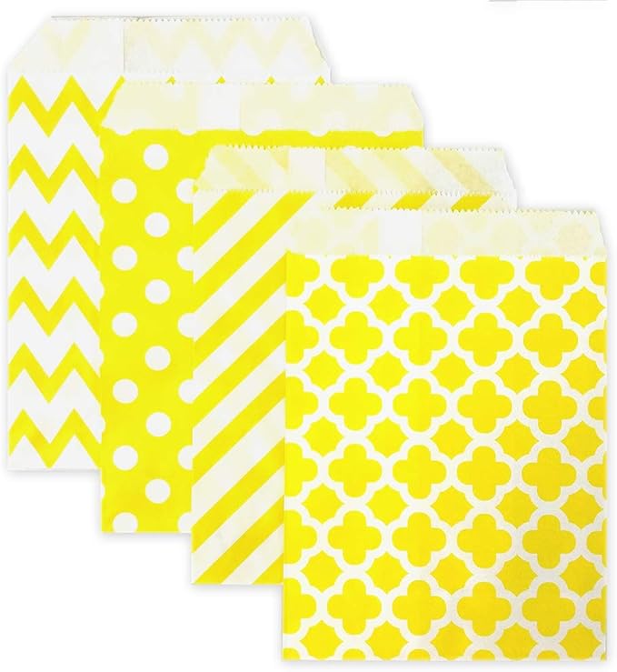 KEYYOOMY 200 Pcs Yellow Candy Buffet Bags Small Cookie Bags Polka Dot Paper by KEYYOOMY