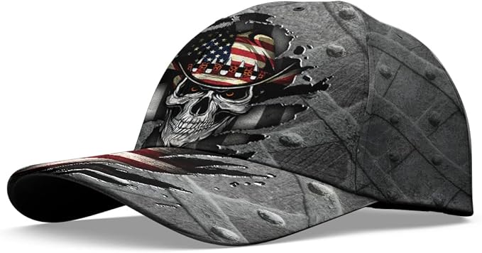 Baseball Cap for Men Women, Skull Cap for Men, Skeleton Gothic Horror Adjustable Strap Sports Soft Caps Outdoor