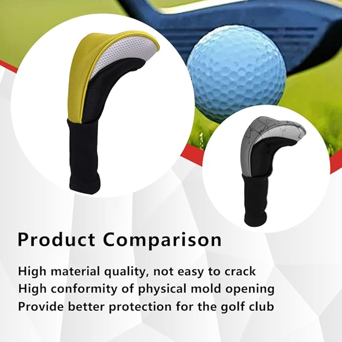 Golf Club Head Covers for Woods 3/4/5/6 Pieces Long Neck Mesh Sports Golf Club Headcovers Set with Interchangeable No. Tags 3 4 5 6 7 X Golf Accessories for Men Women