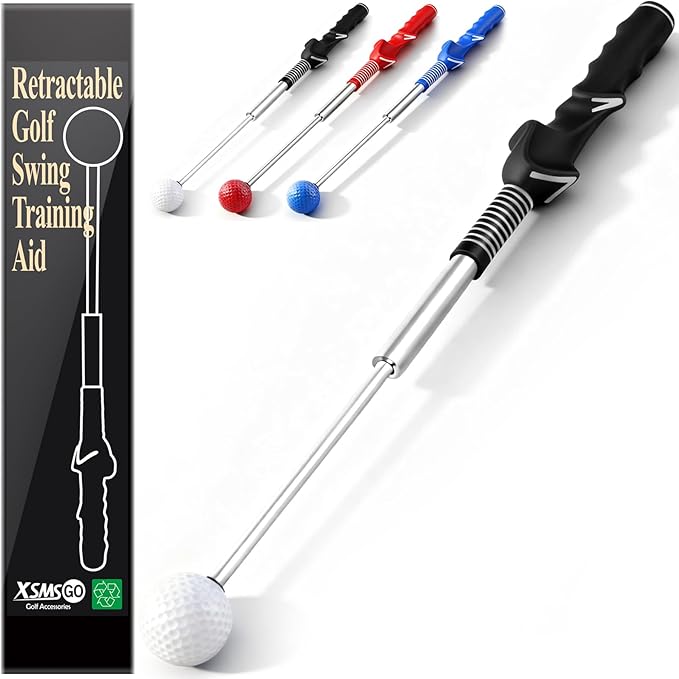 Retractable Golf Swing Training Aid – Golf Swing Trainer with Ergonomic Grip & Audible Feedback | Golf Swing Corrector for Tempo, Balance & Accuracy | Indoor & Outdoor Golf Practice Tool