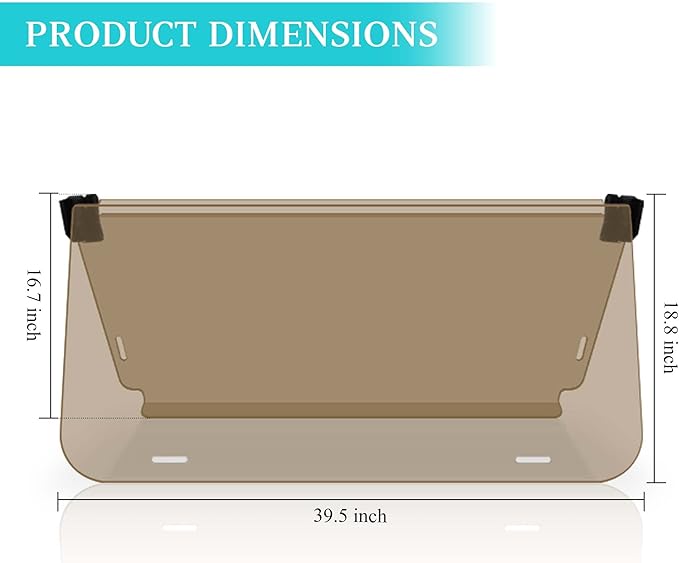 10L0L Foldable Golf Cart Windshield for Club Car DS, Impact Resistant Acrylic with UV Protection, Fits 1982-2000 Models (Brown)